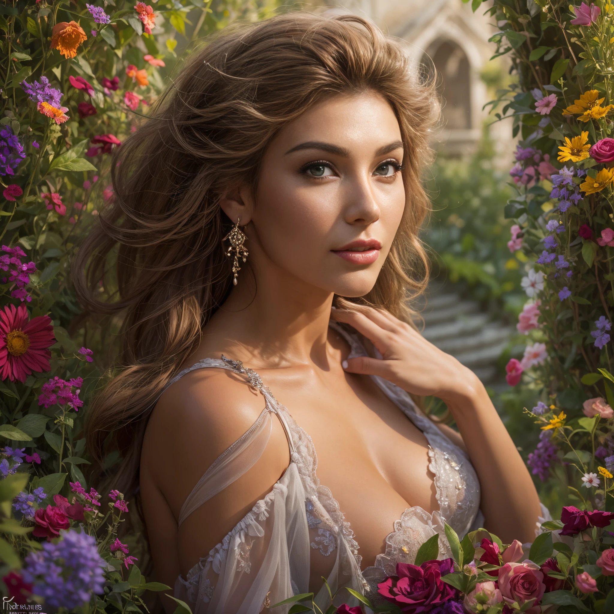 Seductress welcomes you to her secret garden, masterpiece, best quality, 8k, closeup