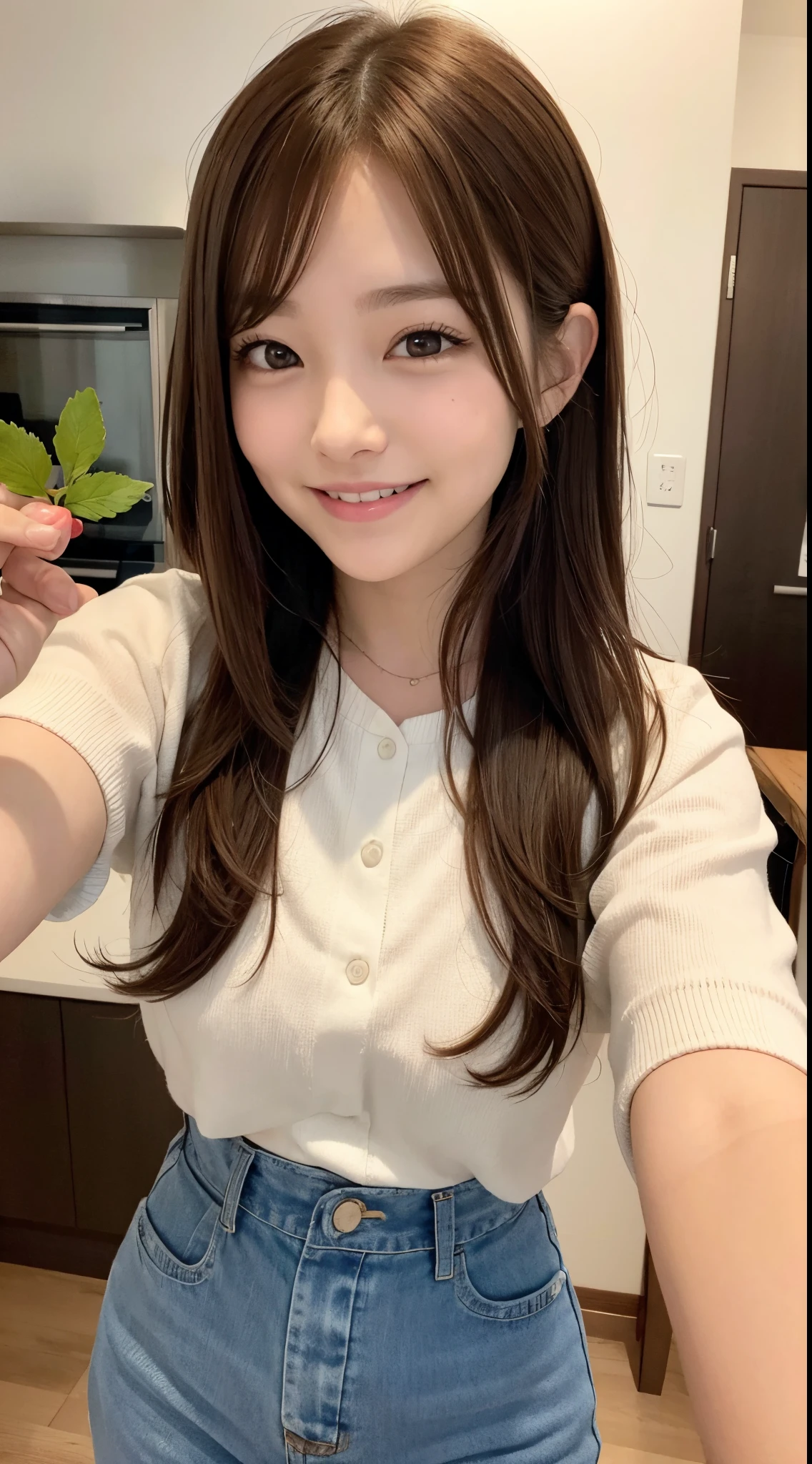 Brown-haired berry short、Kawaii smile