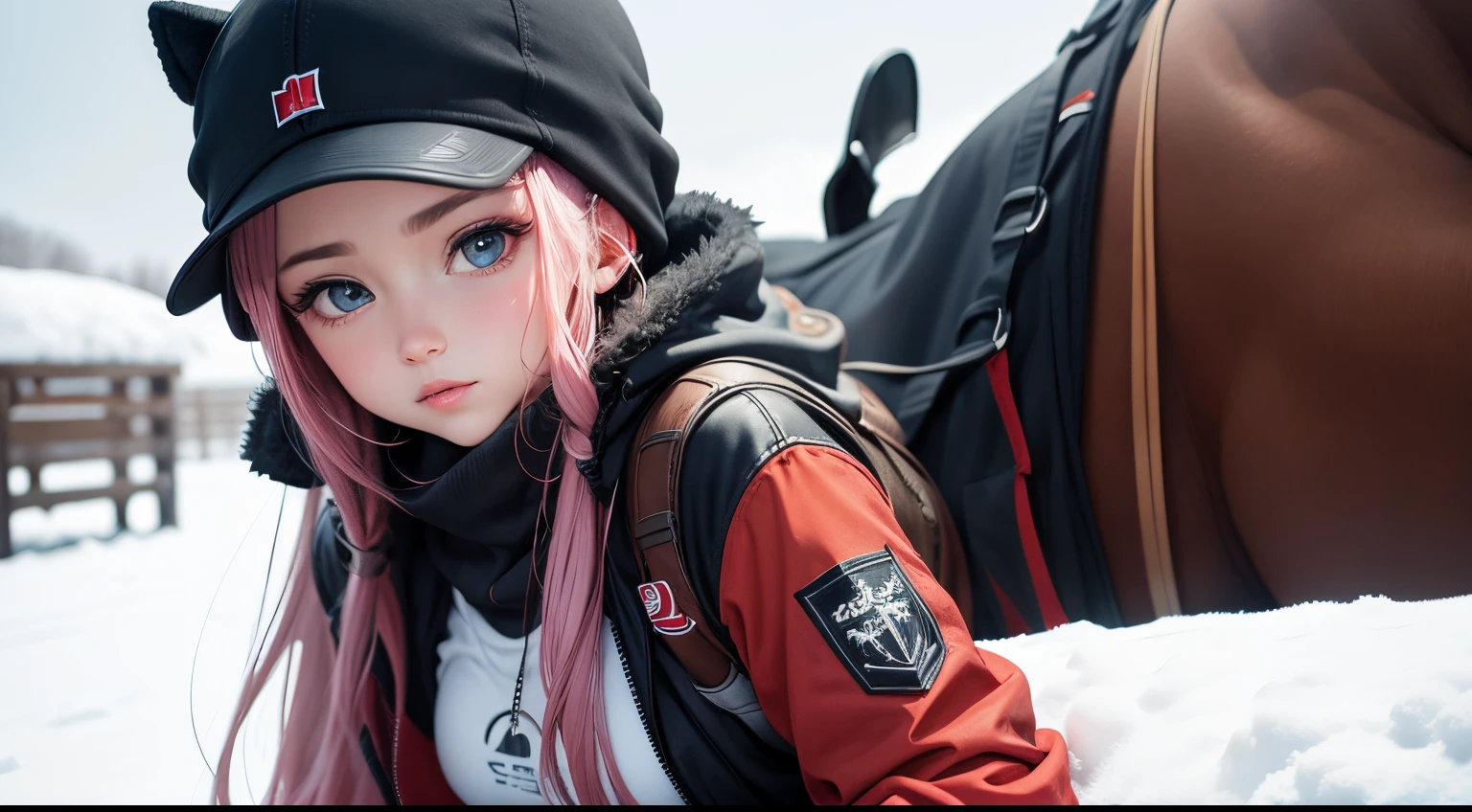Anime Girl and Winter Equestrian Events