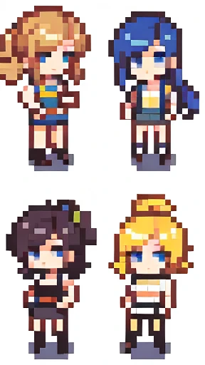 Personagens femininos, e masculinos da mesma idade ,chibi,em duplas, Various hairstyles