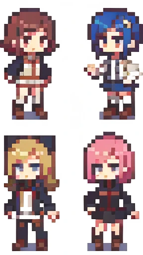 Personagens femininos, e masculinos da mesma idade com estilos de roupa e cabelos diferentes,chibi,em duplas, bonitos