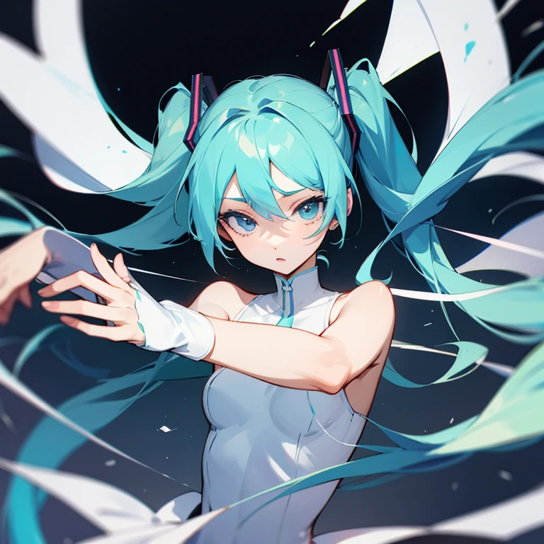 miku hatsune illustratio Dynamic A slender barechested