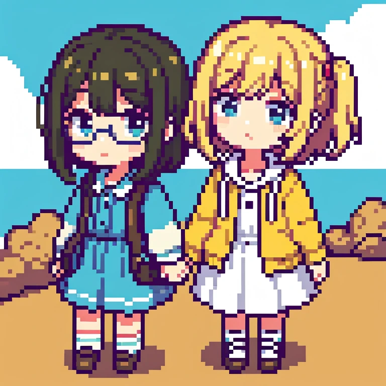 Menino e menina caminhando juntos, cotidiano ,Chibi