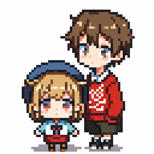 Menino e menina caminhando juntos, cotidiano ,Chibi