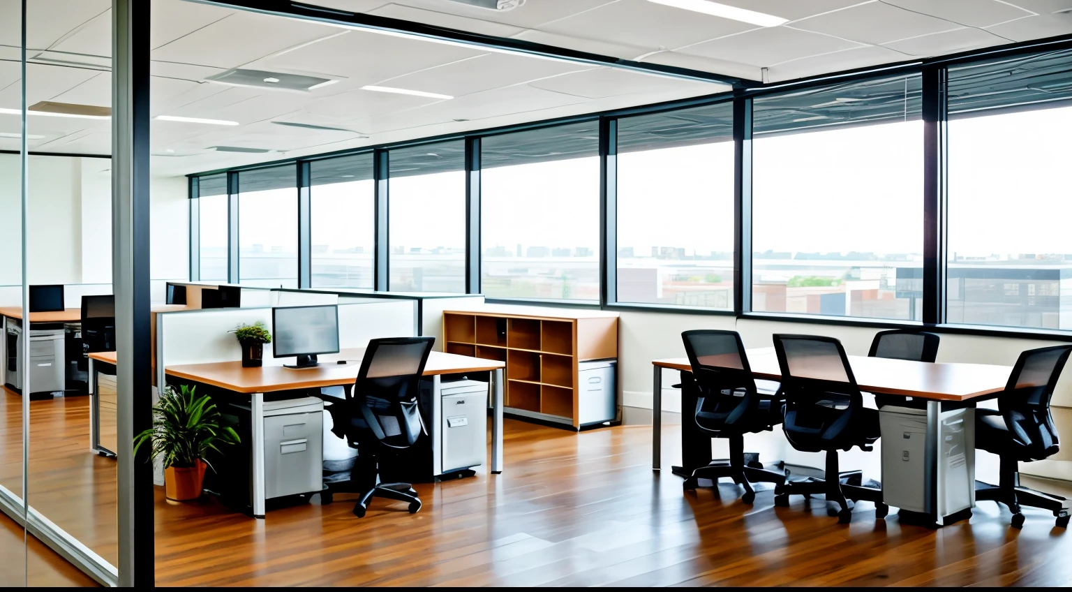 Technology company office desk scene