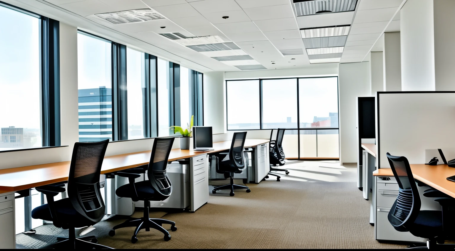 Technology company office desk scene