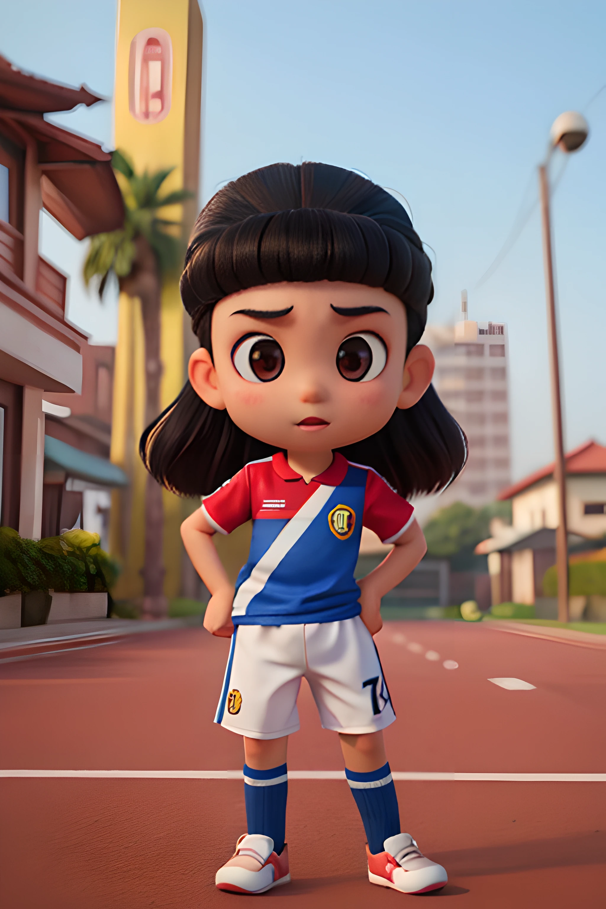 seorang bocah kecil dengan rambut berponi, bermain bola, dikejar dengan segerombolan anjing marah yang ingin mengasai dunia