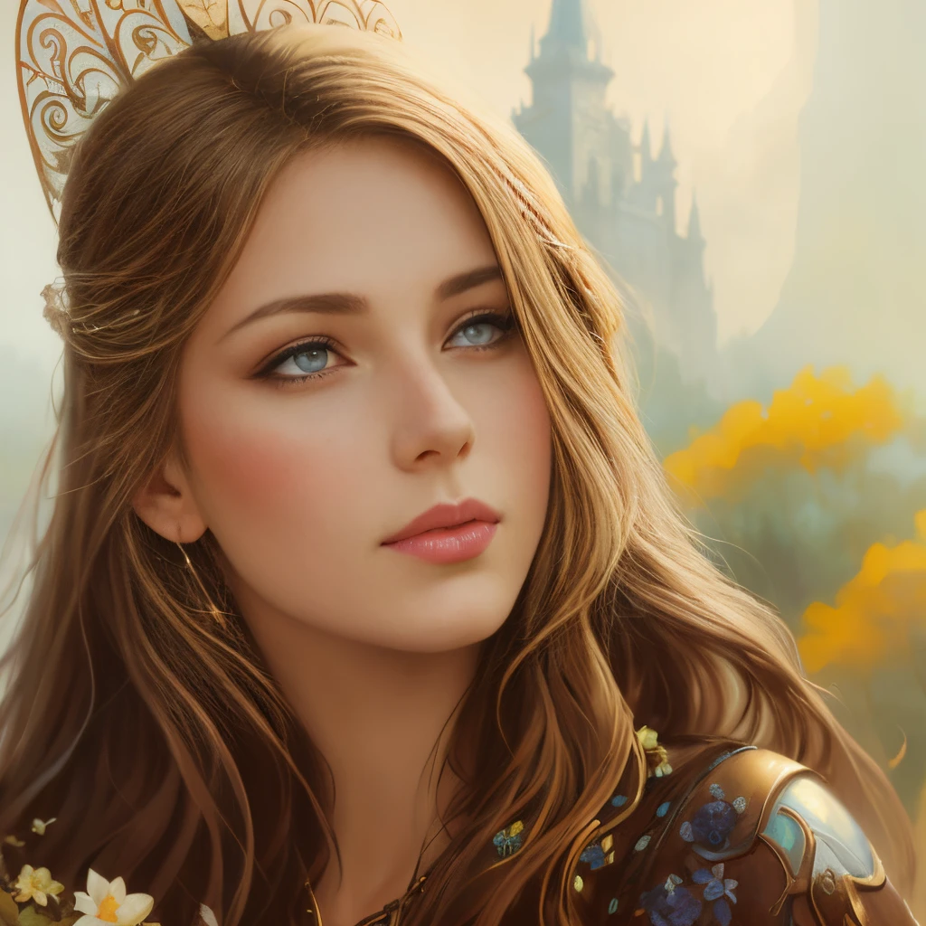 picture of a woman with long hair and blue eyes in a field, beautiful fantasy art portrait, fantasy art portrait, fantasy portrait art, beautiful fantasy portrait, fantasy portrait, gorgeous digital painting, Detailed matte fantasy portrait, beautiful digital painting, beautiful digital illustration, Fantasy genre portrait, in the art style of bowater, karol bak uhd, beautiful digital artwork