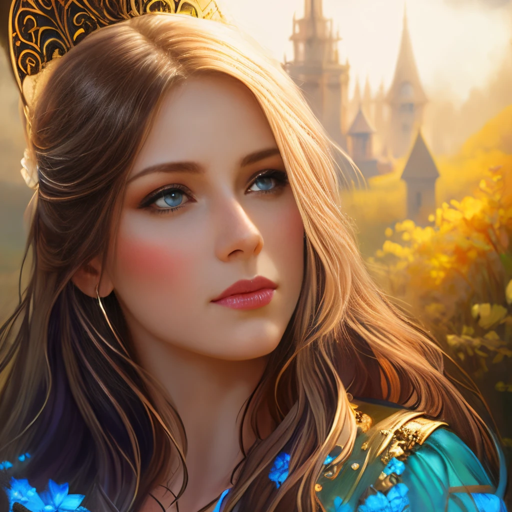 picture of a woman with long hair and blue eyes in a field, beautiful fantasy art portrait, fantasy art portrait, fantasy portrait art, beautiful fantasy portrait, fantasy portrait, gorgeous digital painting, Detailed matte fantasy portrait, beautiful digital painting, beautiful digital illustration, Fantasy genre portrait, in the art style of bowater, karol bak uhd, beautiful digital artwork