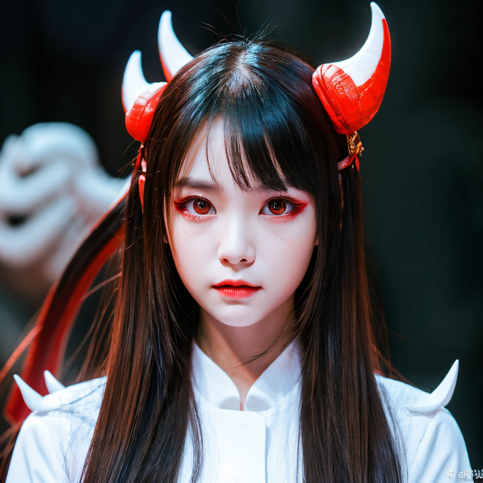 Dragon Human Namaiki Scary Devil White and Red Yak Medium Eyes