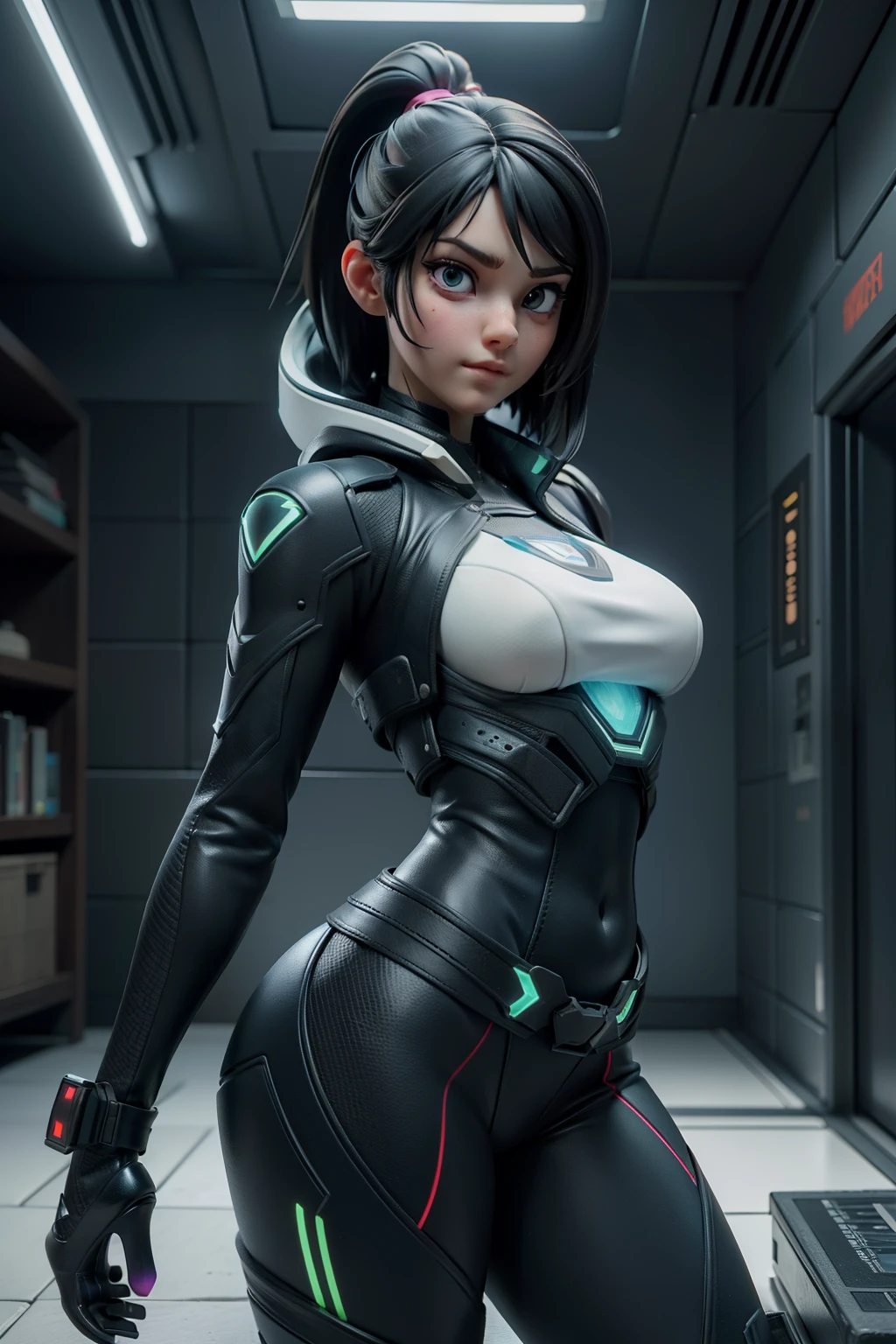 ((Best quality)), ((masterpiece)), (detailed:1.4), 3D, an image of a beautiful cyberpunk female,HDR (High Dynamic Range),Ray Tracing,NVIDIA RTX,Super-Resolution,Unreal 5,Subsurface scattering,PBR Texturing,Post-processing,Anisotropic Filtering,Depth-of-field,Maximum clarity and sharpness,Multi-layered textures,Albedo and Specular maps,Surface shading,Accurate simulation of light-material interaction,Perfect proportions,Octane Render,Two-tone lighting,Wide aperture,Low ISO,White balance,Rule of thirds,8K RAW,