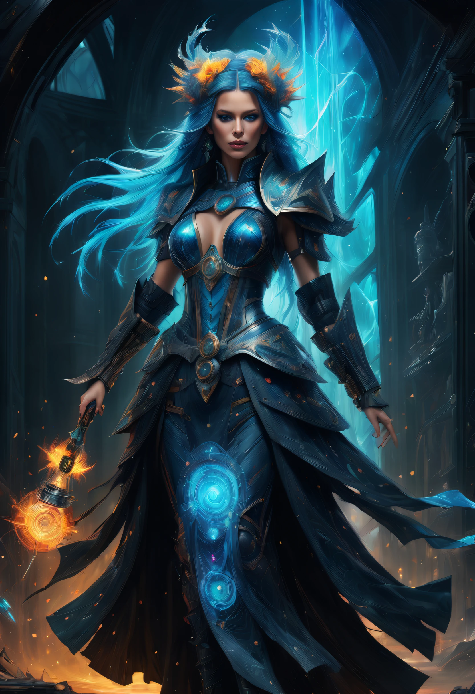 (Cyberpunk Majestic Biopunk using androids:1.2), stunning holographic rendering, Swirl explosion background, hat with neo-medieval dress, very fine detail oil painting, (Stunning composition featuring biopunk:1.1), Mechanical Engineering Mechanical Mechanics Delicate and beautiful shining hair:1.3), Elegantly against the backdrop of the magnificent trance wave sky, Full of fantastic moonlight and vibrancy, Fantastic broken glass hue, Multiple strong exposure effects are depicted, matte painting photo painting, Amazing sharpness and unparalleled clarity, Breathtaking details that seem almost unrealistic, Breathtaking details make it extremely attractive, Brush stroke techniques with exquisite details that are very unrealistic, amazing brush stroke technique, Unreal exquisite details, Gel ink craft dark cyan multicolor, crazy beautiful shine, Add impressive high contrast scenes, Overall amazingly beautiful, Amazingly accurate and elaborate throughout, (Gouache masterpieces inspired by medieval samurai and dark fantasy witches:1.1), crazy glow hair, (Mysterious coating:1.1),