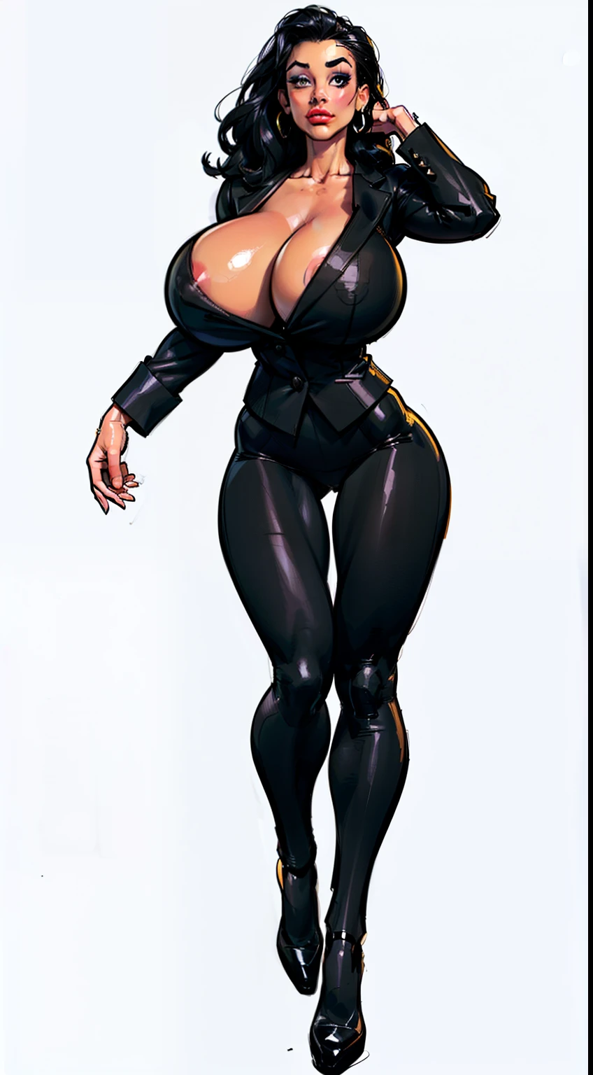 ((masterpiece)),(((best quality))), ((character design sheet:1.5)), (((sketches:1.5))), lineart, pencil lines only, (full body view)) illustration,1girl, muscular, ((black business suit:1.5)), bubbles, ((hair combed to side:1.4)), ((hair:1.4)), suit ((detailed face:1.4)) ((gigantic breasts:1.6)), (pants), ((cleavage)), beautiful woman, (thick legs), scribbles and marks, rough sketches, pose, 8k,16k, ( background, white background: 1.3)