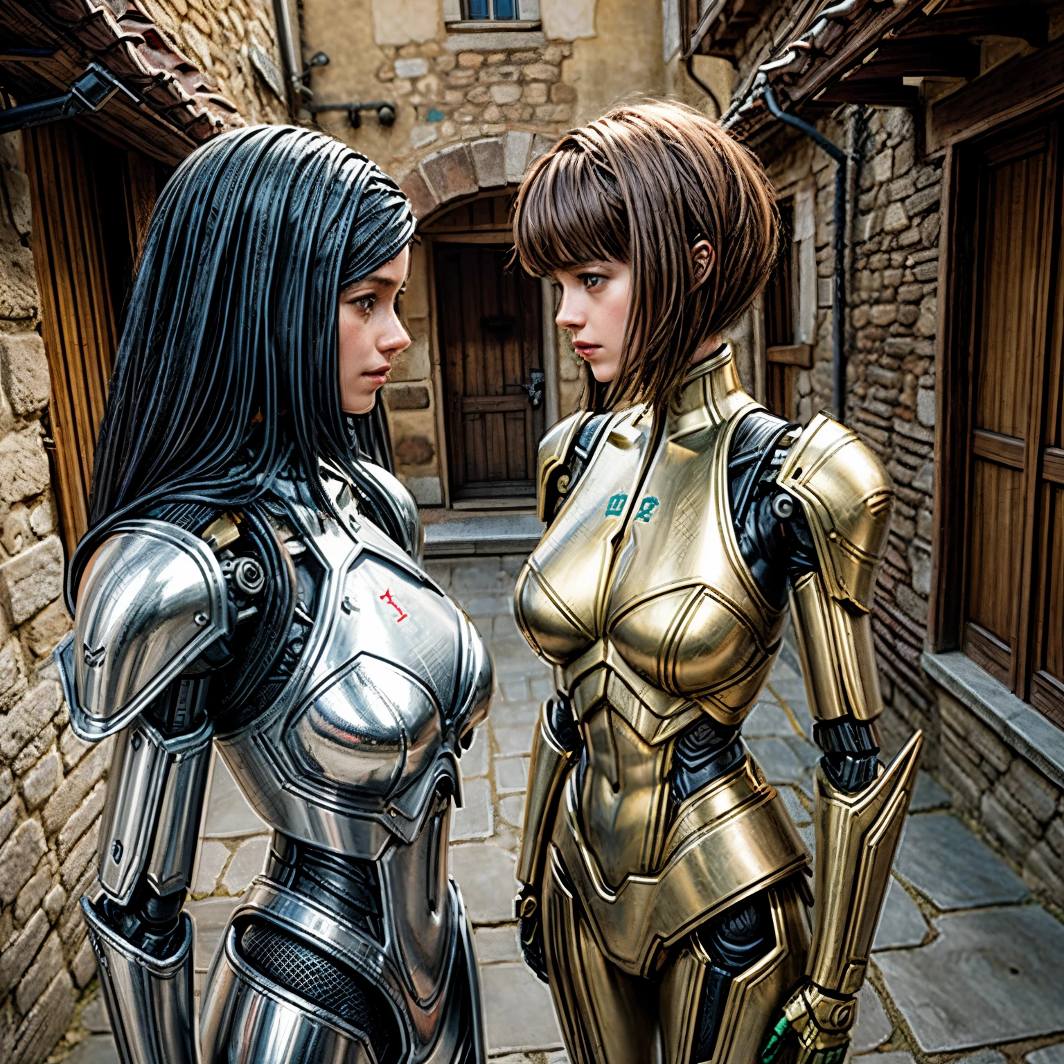 (masterpiece), (extremely intricate:1.3), (realistic), portrait of a girl, the most beautiful in the world, (low cut medieval armor), metal reflections, upper body, outdoors, intense sunlight, far away castle, professional photograph of a stunning woman detailed, sharp focus, dramatic, award winning, cinematic lighting, octane render unreal engine, volumetrics dtx, (film grain, blurry background, blurry foreground, bokeh, depth of field, sunset, motion blur:1.3), chainmail,((2heads)), two headed, conjoined dicephalus