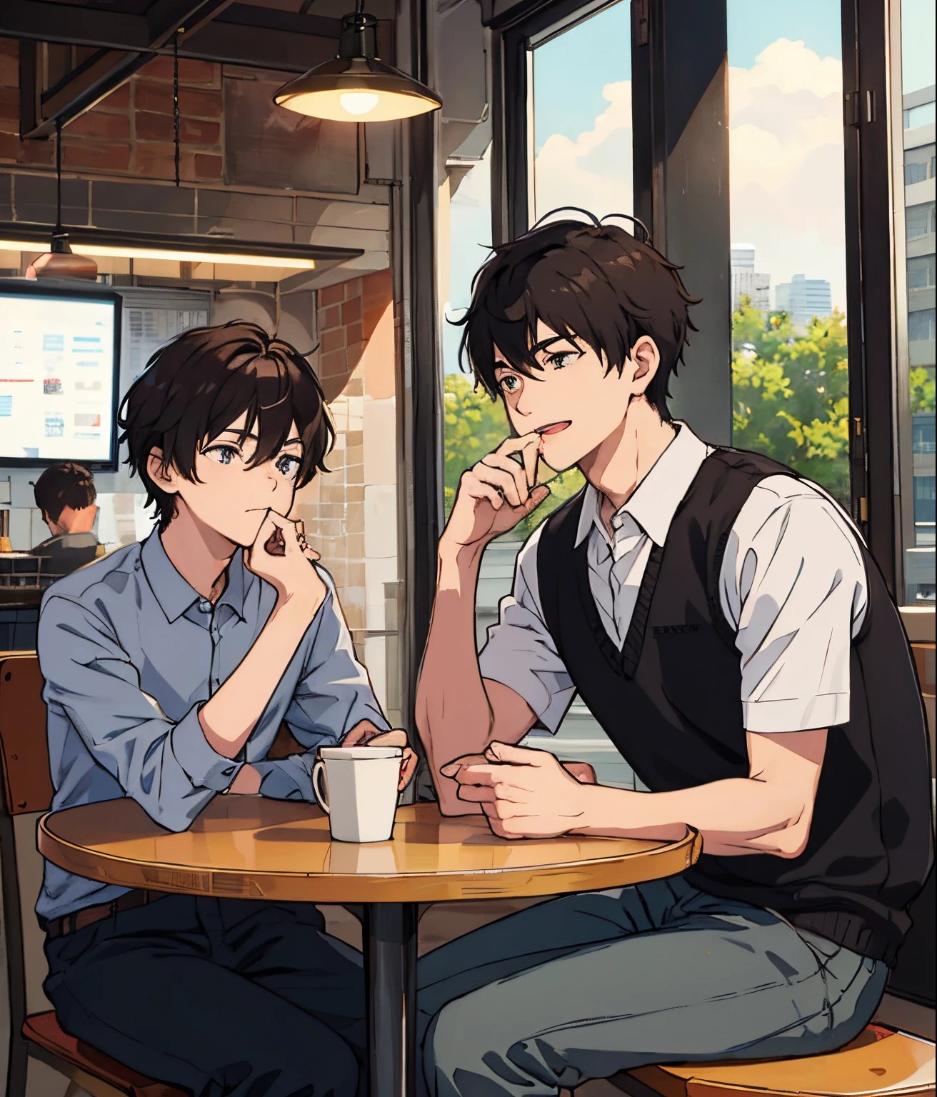 2 boy,in the cafee