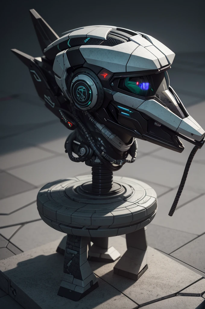 Viper Mecha, Full Body, Alone, Cyberpunk, Delicate Snake Head Head, Popmart Blind Box, Clay Texture, Treading on Earth, Black and White Background, Bonsai, Round Base, Natural Daylighting, Best Quality, Ultra Detail, 3D Art, C4D, OC Renderer, 3D Rendering, 8k