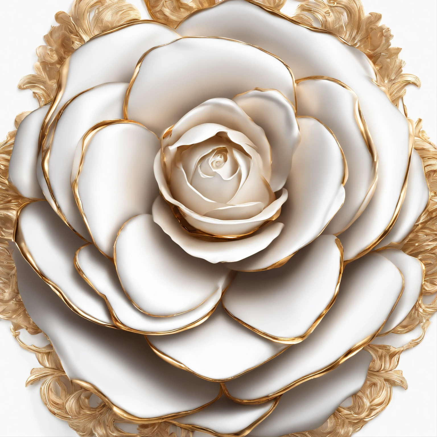 White rose with gold