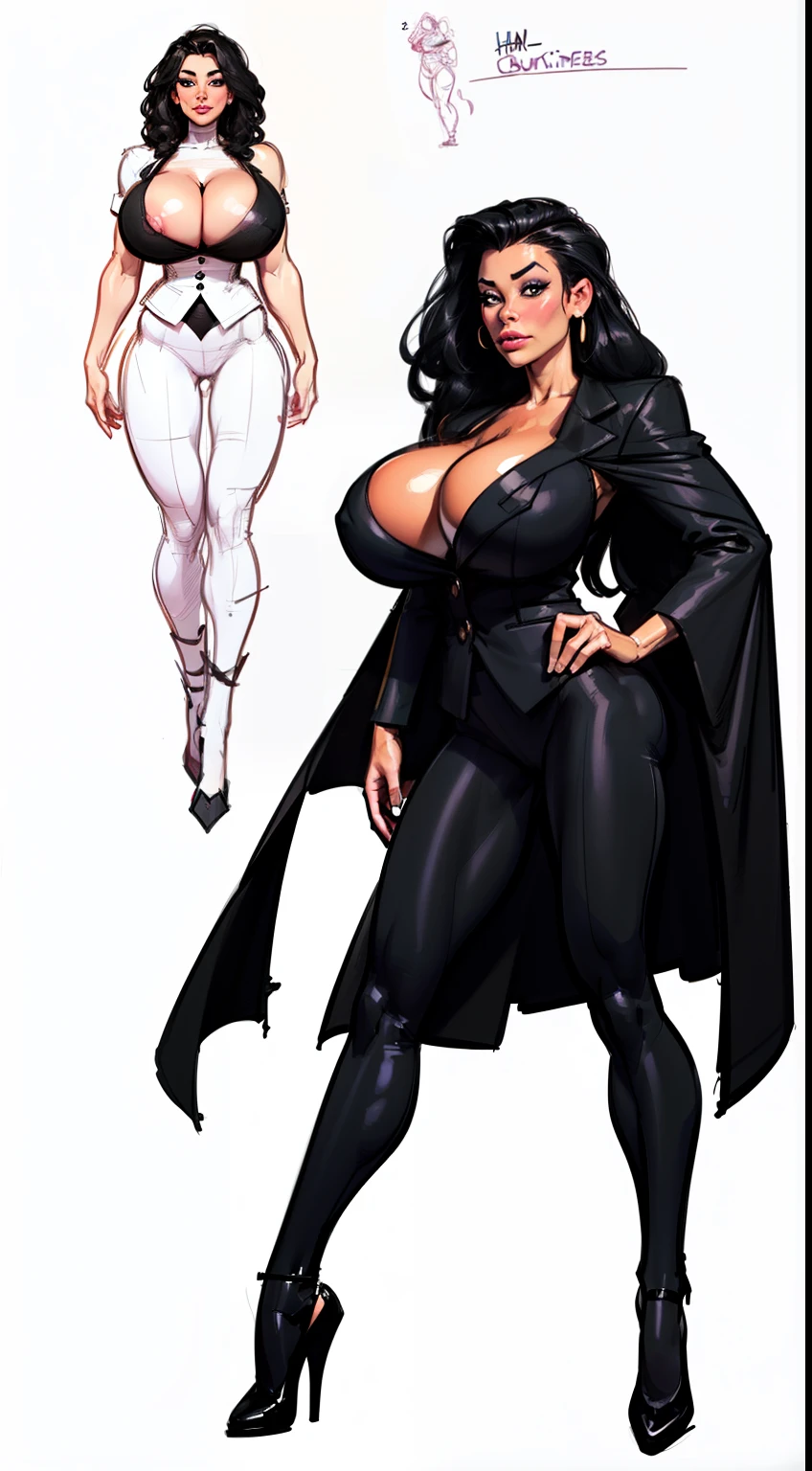 ((masterpiece)),(((best quality))), ((character design sheet:1.5)), (((sketches:1.5))), lineart, pencil lines only, (full body view)) illustration,1girl, muscular, ((black business suit:1.5)), bubbles, ((hair combed to side:1.4)), ((hair:1.4)), suit ((detailed face:1.4)) ((gigantic breasts:1.6)), (pants), ((cleavage)), beautiful woman, (thick legs), scribbles and marks, rough sketches, pose, 8k,16k, ( background, white background: 1.3)