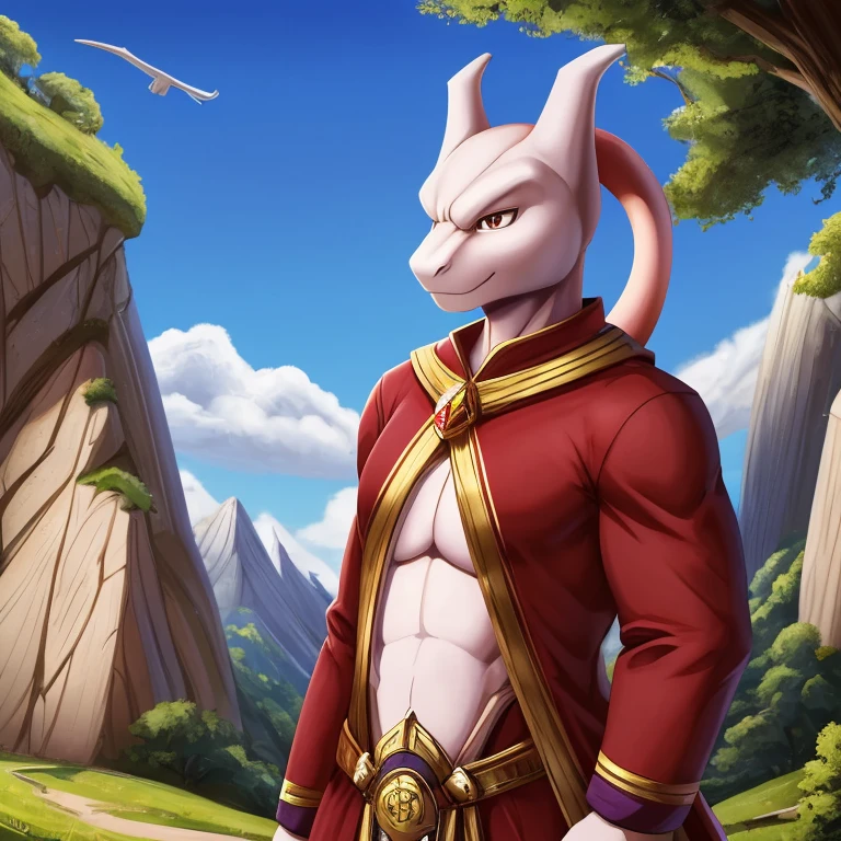 mewtwo wearing red robes, high detail, 4K