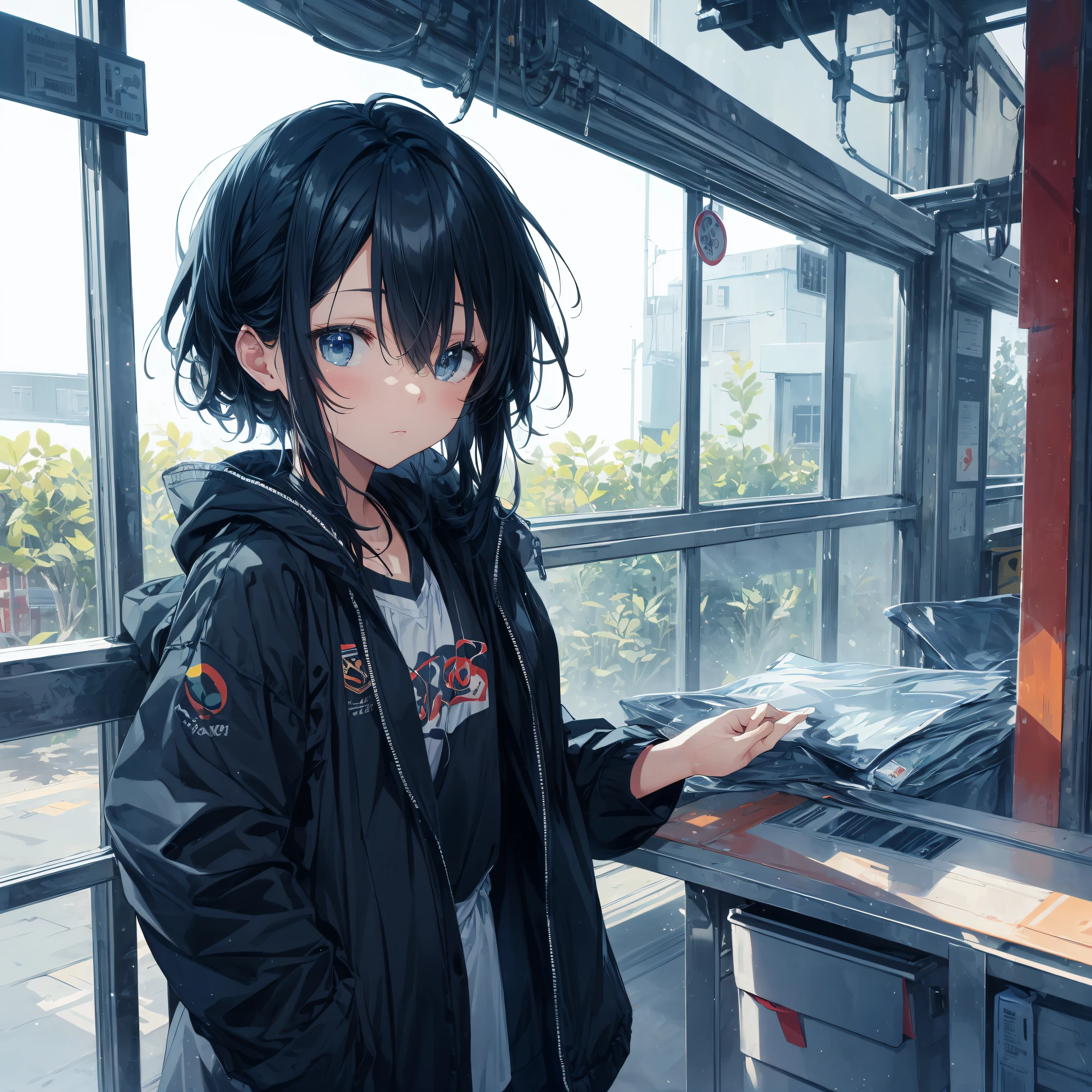 Super high quality by the art god, Ultra-detailed, High resolution, anime moe art style, Best Anime 8K Konachan Wallpapers, Pixiv Contest Winner, Perfect Anatomy, BREAK,(Draw a girl sleepily walking to school. ),BREAK, 1girl in, (Solo,Lori,child,13years:1.3),Full limbs, complete fingers,a junior high school student, Androgynous attraction, (Very short hair), Sleeping hair, hair messy, flat chest, Small butt, groin, Small eyes,Beautiful detailed black eyes, Well-proportioned iris and pupils, disgusted eye, School uniform, Skirt, On the way to school. BREAK,super detailed skin, Best lighting by famous artists, 8K, Illustration,