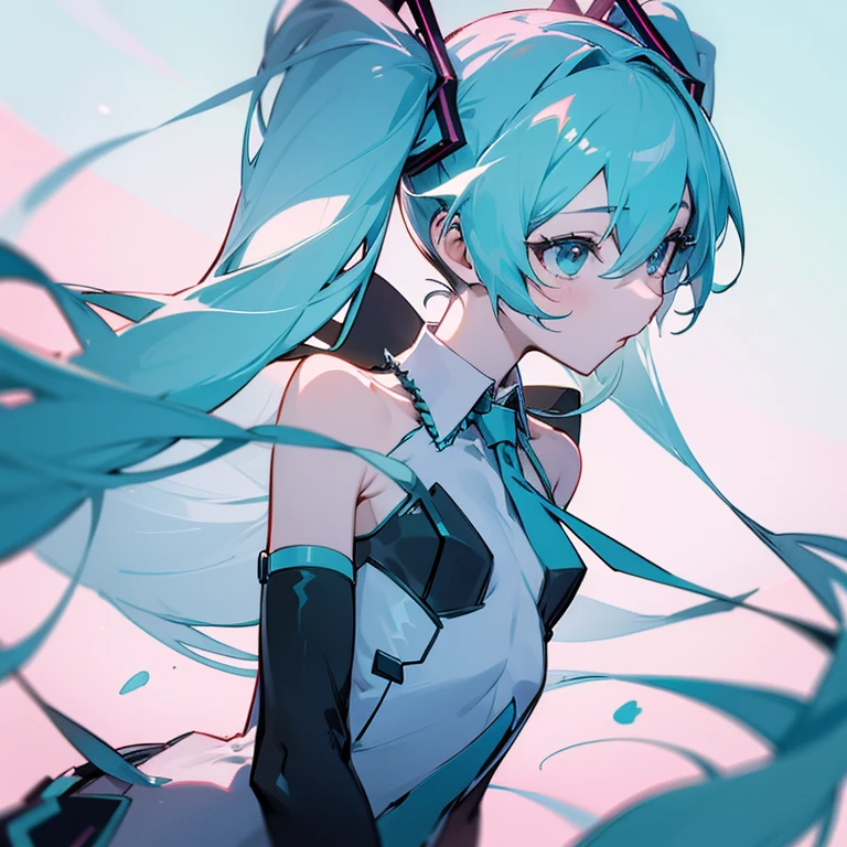 ((miku hatsune))　illustratio　Dynamic　A slender　small tits　anterior superior iliac spine　Whole body