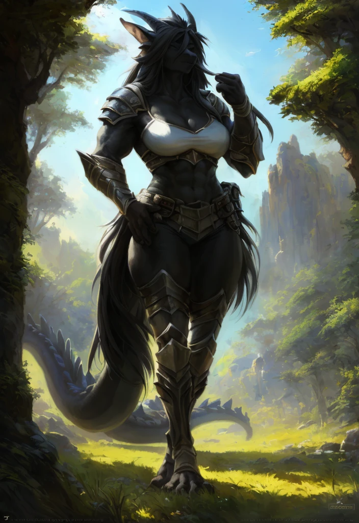 Dragon girl, big chest, day, sexy, sensual, detailed, uploaded to e621, beautiful and detailed portrait of an powerful anthropomorphic dragon ((female))) kenket, ross tran, ruan jia, uploaded to e621, zaush, foxovh, scalie, silver scalie, movie lighting, standing, open legs, long hair, muscular, large breats, epic realism, Black skin, Large neckline, Full body, Detailed Feet, day, Light against the face, ambient light, Open field, plain, Armor,
