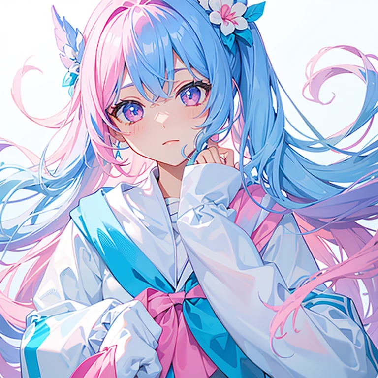 blue colors, pink colors, white colors