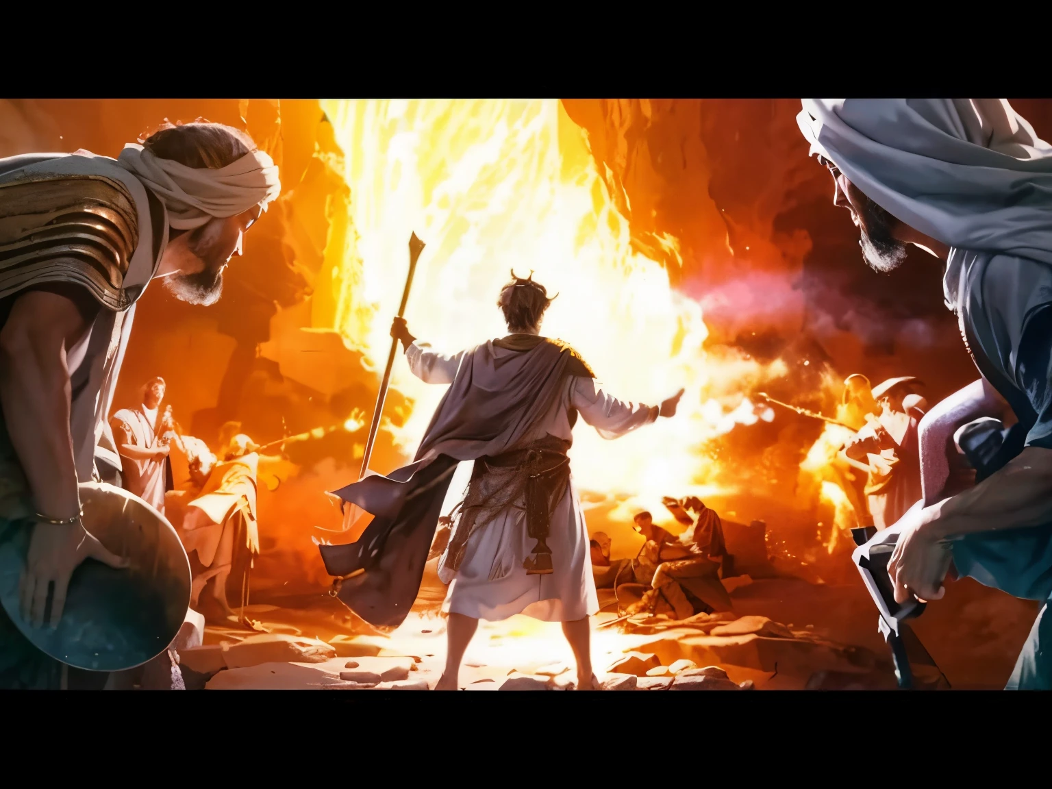 Elijah against the 450 prophets of Baal on Mount Carmel,realist,4k