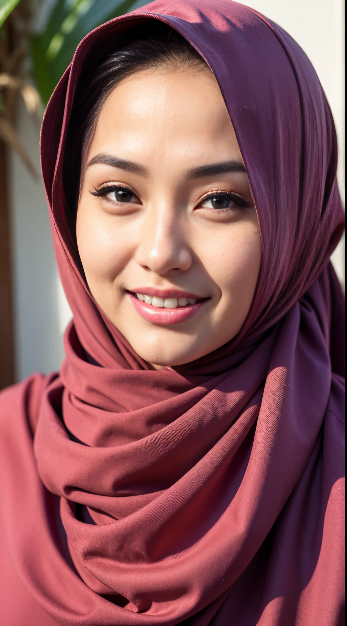 1 malay girl , modern plain hijab,  shy, medium portrait shot , watery  eyes ,lip watery, lip glossy, open mounth, big breast, 1 Malay girl, modern plain hijab, shy, medium portrait, watery eyes, RAW, Best quality, high resolution, masterpiece: 1.3), beautiful Malay woman in hijap:0.8),perfect nose,perfect lips, perfect eyes, detail :1.2), beautifull face, soft smile,Beautiful woman wearing a hijap,  a woman in a dark blue dress and a red scarf,  hijab, jessica kumala wongso, Beutifull girl, lovely smile, lovely woman, with lovely look, with a beautifull smile, cute beautiful,((close up))