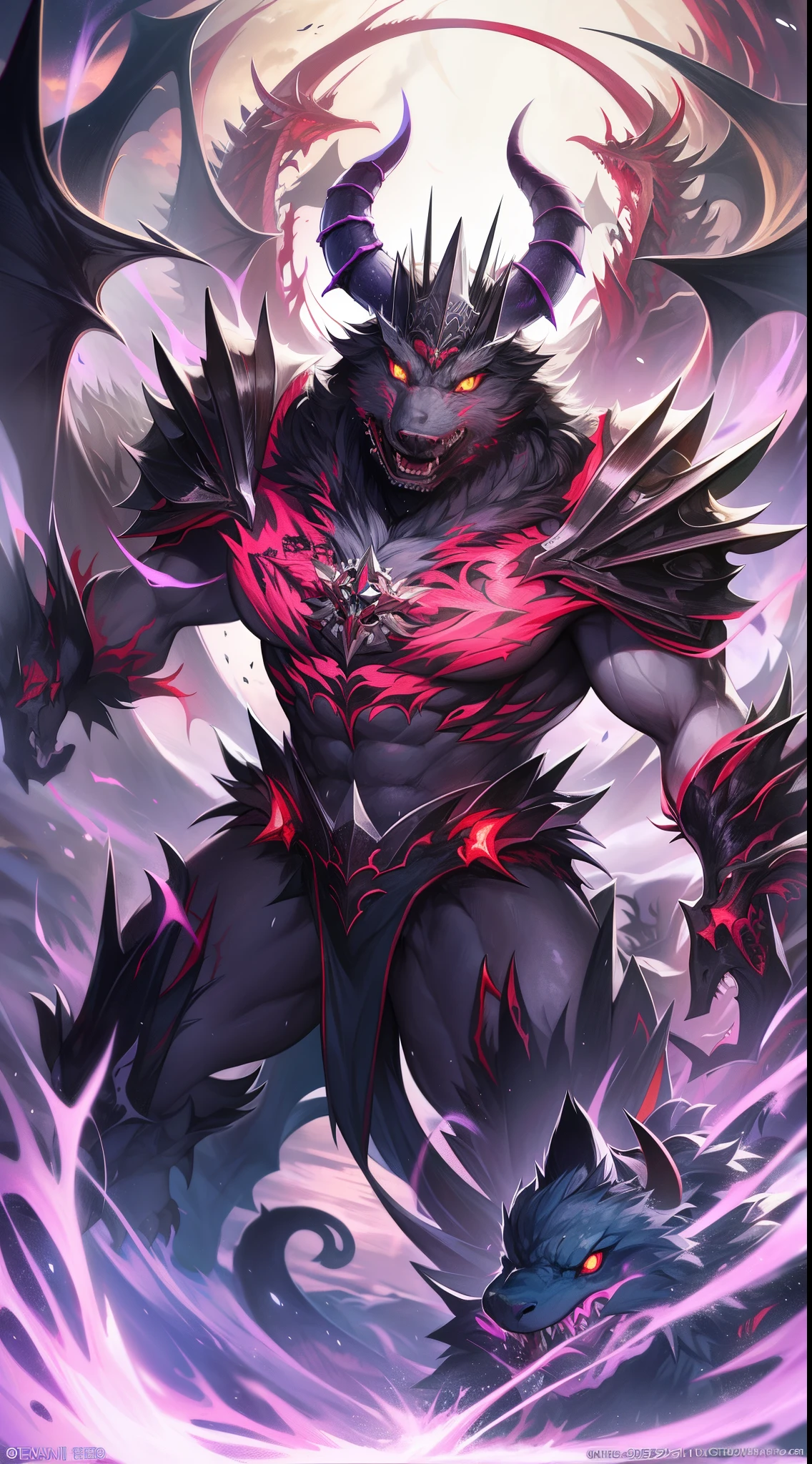 masutepiece、top-quality、detaileds、new testament、Beast of the Apocalypse、666 beast、pure、Another sign appeared in heaven。Behold、It is a big dragon that is red as fire.。It has seven heads and ten horns.、He wore seven crowns on his head.、Here we go again、I saw a beast coming up from the sea。It had ten horns and seven heads.。on their horns there are ten crowns.、Various blasphemous names were written on his head.。This beast I saw、It resembles a panther、The legs are like the feet of a bear.、The mouth was like the mouth of a lion。dragon and this beast、he gave his power, his throne, and great authority.、Here we go again、I saw another beast come out of the ground..。This beast is、It had two horns like the horns of a lamb..、spoke like a dragon。This beast is、Exercise all the power that the previous beast had before that beast..、earth and its people々々Inserting a into the、I worshiped the beast beyond, The place where the fatal wound was healed.。