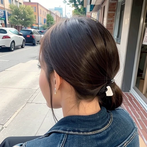 Beautuful Women,college aged,Rear view,up of face,cafes