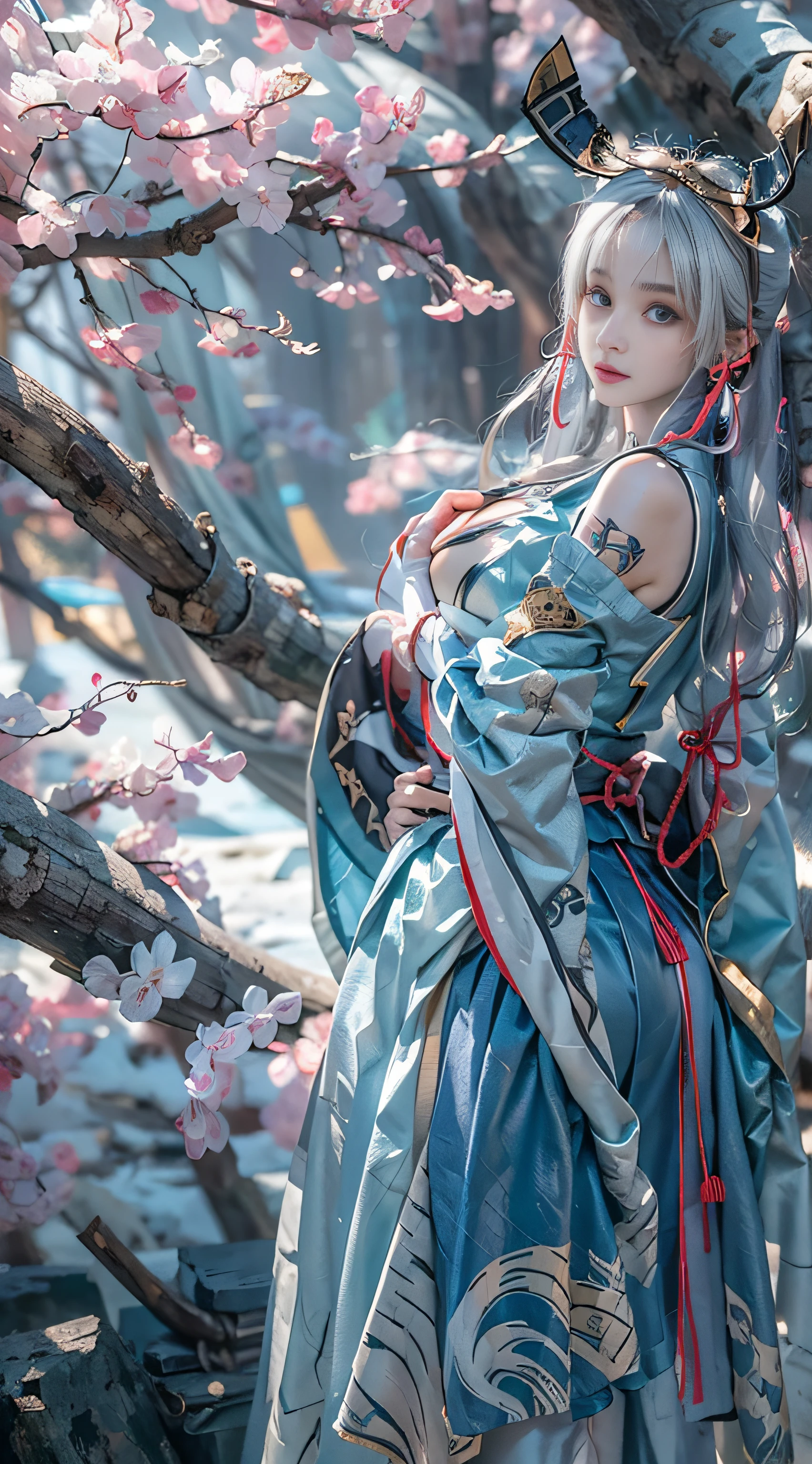 realistically, A high resolution, Soft lighting,1 woman, Alone, butt lift, (Detailed faces), commerce \(A piece of\), Tattoos are, jewely,long_the hair, glowworm, optics_Particle, pines_that tree, snowflower_Background with, Milky white W_MANNER, Antenna factory, Headgear, Place your arms behind your body, blue_eyed, Samurai sword,(8K, RAW photos, Best quality),actual,Street,The details of the eyes and eyelashes are very intricate,nigh sky,gentlesoftlighting,film lighting,sporty attire,Close-up cleavage,Affectionately,black and blue photo , eBlue eyes, Stand in front of a gray background, sport, age 22, tilt, Digital SLR, Super quality, XT3, crystal-clear, 8k ultra high definition, high detal, ultra real photo, Ella, ((Realistic skin), ((pores)), ((highdetailskin)), volumettic light, groin, far, underdressing,top down view, Complex 3D visualization, high detal,1 beutiful girl (NSFW) looking at viewert (pure love face_1 hour:0.6), pure, vivd details, hyper realisitc, beatiful background (medieval times: 1,2), Octagonal rendering, 8K, Best quality, tmasterpiece, The content is very detailed, computer graphics, unified, Wallpapers (actual, realistically: 1.37), Amazing Cleavage, Detailed pubic hair, tmasterpiece, Best quality, offcial art, extremely detaild的 CG unified 8k wallpapers,(8K, RAW photos, Best quality, tmasterpiece:1.2), yjnn, 1 busty girl, 3 days, Asian people, through bangshoulder, the bow, the good, , Black_eyed, Black_the hair, LOP,