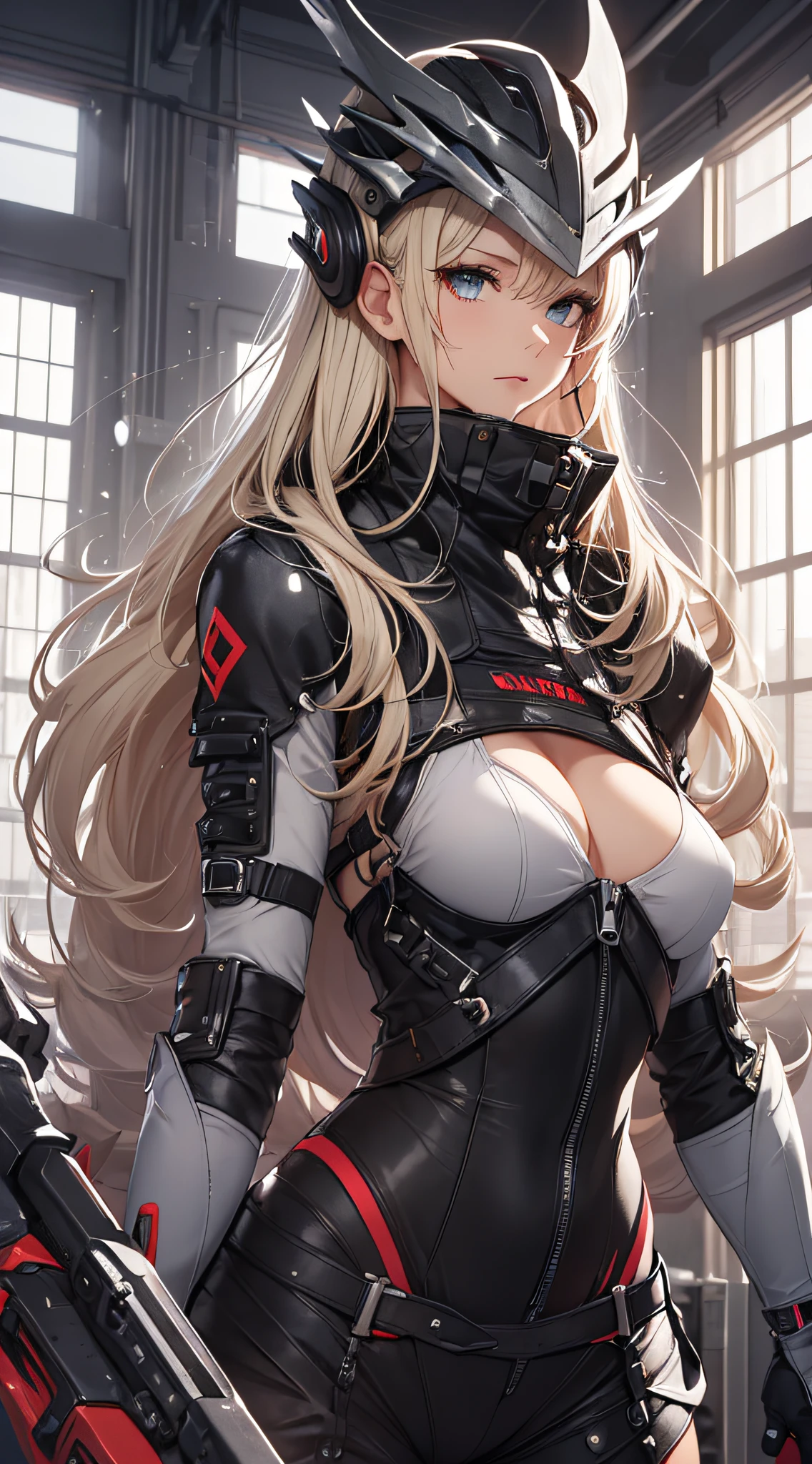 sensual, long blonde hair, thick thighs, 8K, 4K, highest quality, High resolution:1.2), cute anime face, noise reduction, shining blue eyes, gentle smile, kind eyes、toned abdominal muscles, muscular arms, muscular legs,  young face, anime eyes, (((big breasts、Breasts that are about to burst)))、(((Bondage style)))、(((Rear view、Turning around、emphasize the buttocks)))