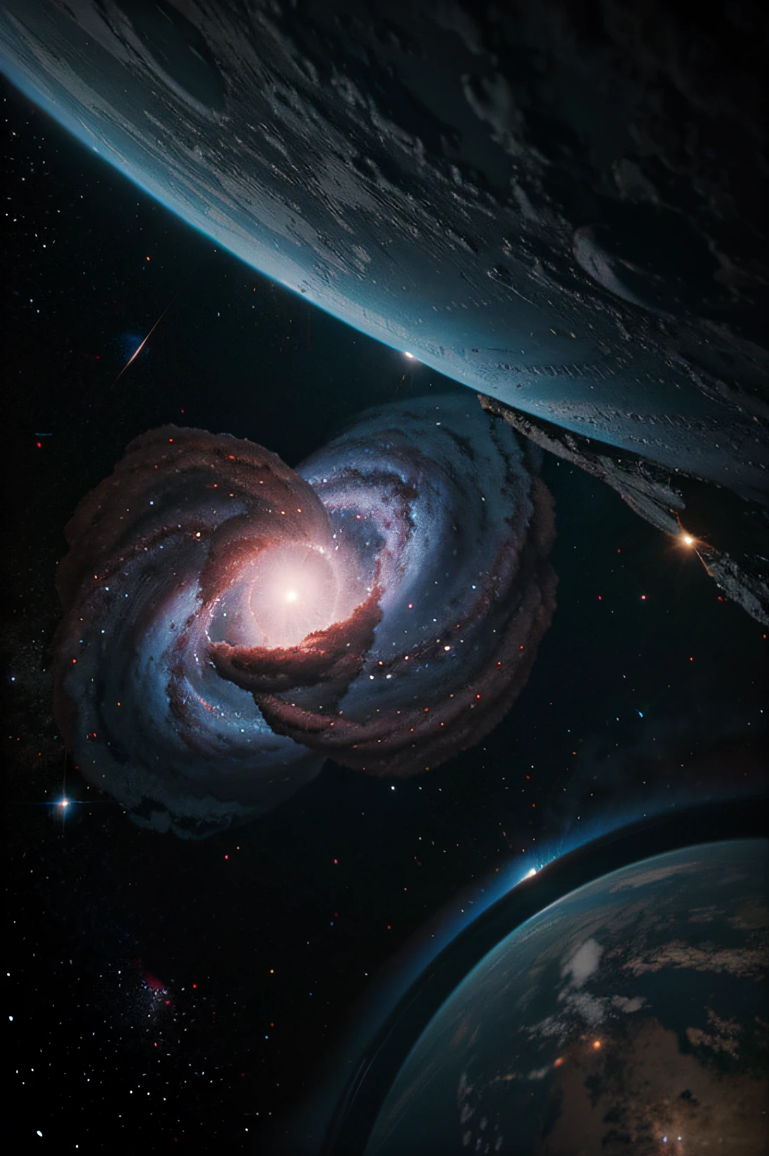 nebula cloud, planet on background