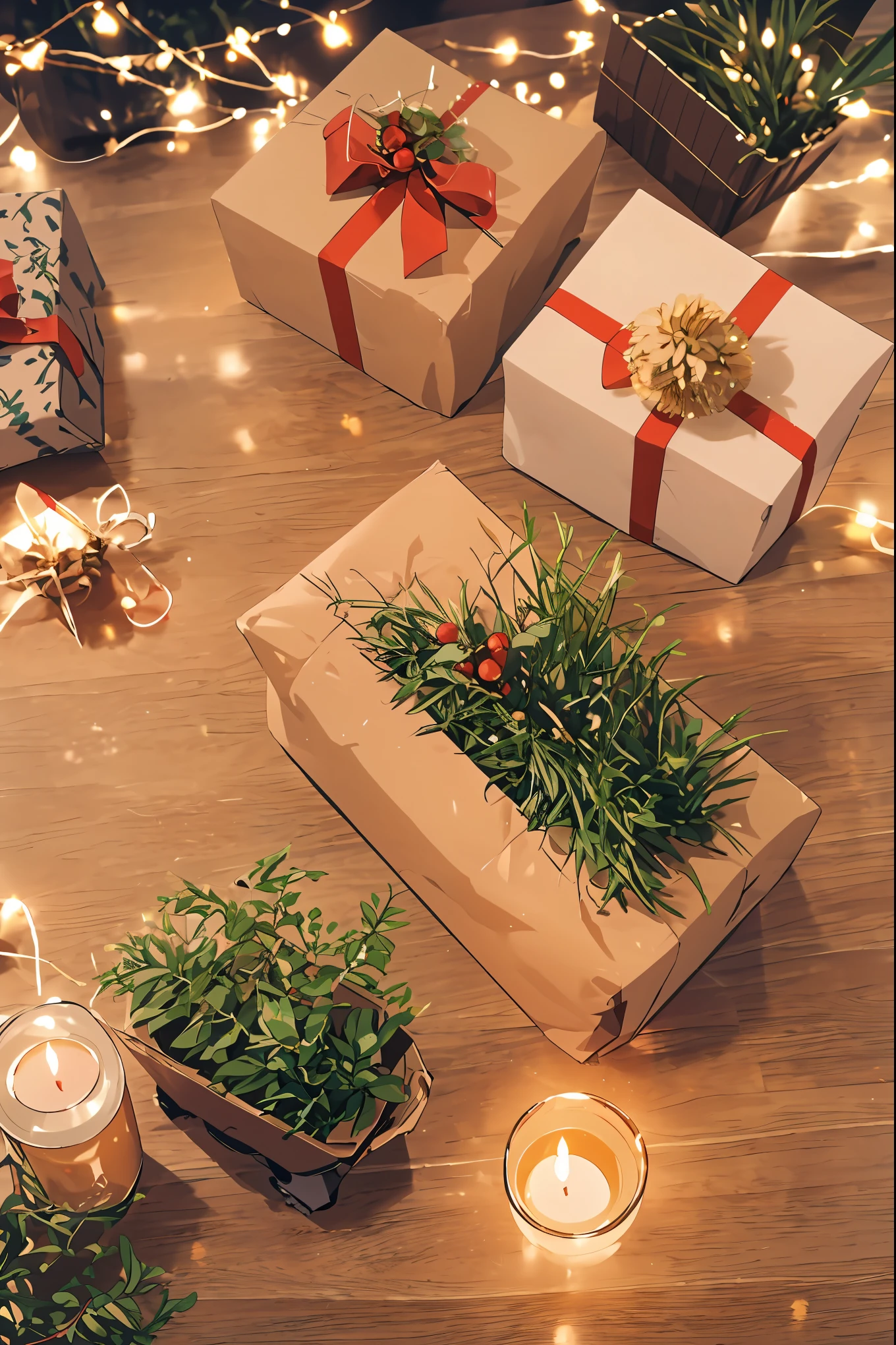 (best quality,4k,8k,highres,masterpiece:1.2),ultra-detailed,realistic,gifts,table,Christmas tree,decorations,wrapping ,bows,ribbon,presents,holiday spirit,vibrant colors,warm lighting,cozy atmosphere,toys,cards,candles,snowflakes,joyful,celebration,exquisite details,exciting surprises,shiny ornaments,sparkling tinsel,beautifully wrapped,excited children,anticipation,festive mood,magical ambiance,delightful moment,wonderful memories,family gathering,cheerful faces,Christmas magic,extravagant,abundance of presents,HDR,UHD,studio lighting,ultra-fine painting,sharp focus,physically-based rendering,professional,vivid colors,bokeh
