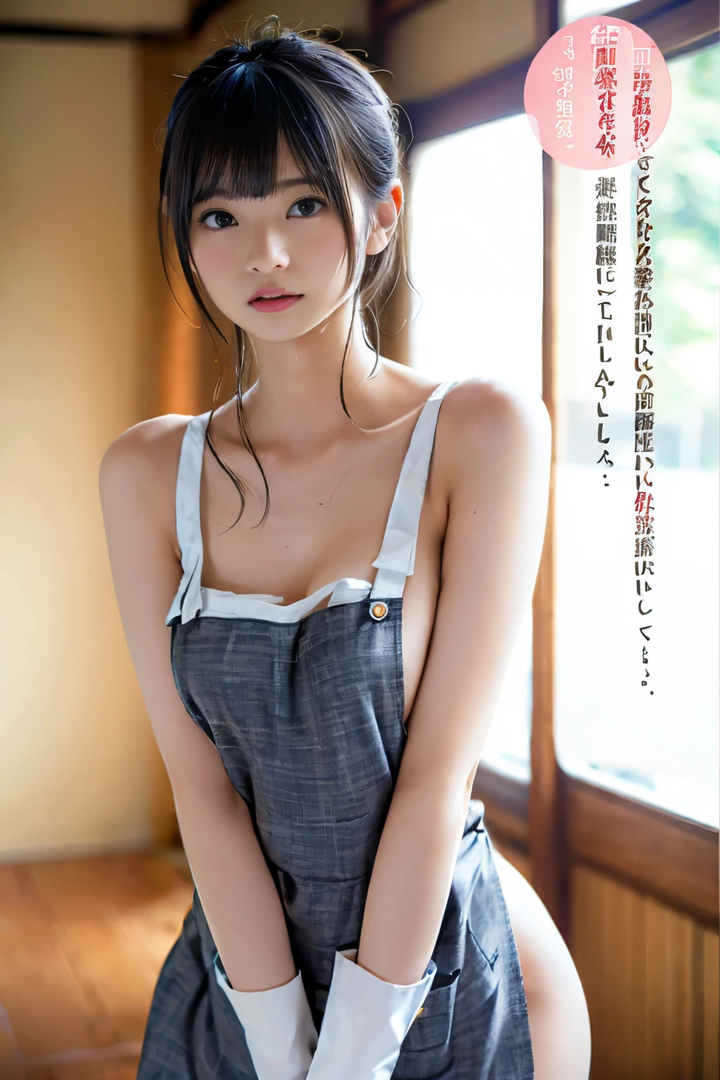 ((top-quality、masuter piece:1.3))、２０Young Girl、Beautiful girl emphasizing slender abs:1.3、(Random hairstyle、huge-breasted:1.2、constricted hips、Short bob cut)、(((NAKED Apron、Beautuful Women、See-through apron)))、Wet string clothes:1.2、hyperdetailed face、A detailed eye、二重まぶた、barechested、Full body like、A sexy maid、((Recurve the body、barechested、See-through maid clothes))、a wet body、((barechested、Hide the pubic area with your hands、kitchin、Beautuful Women))、Hide the pubic area with a string、Beautuful Women、barechested