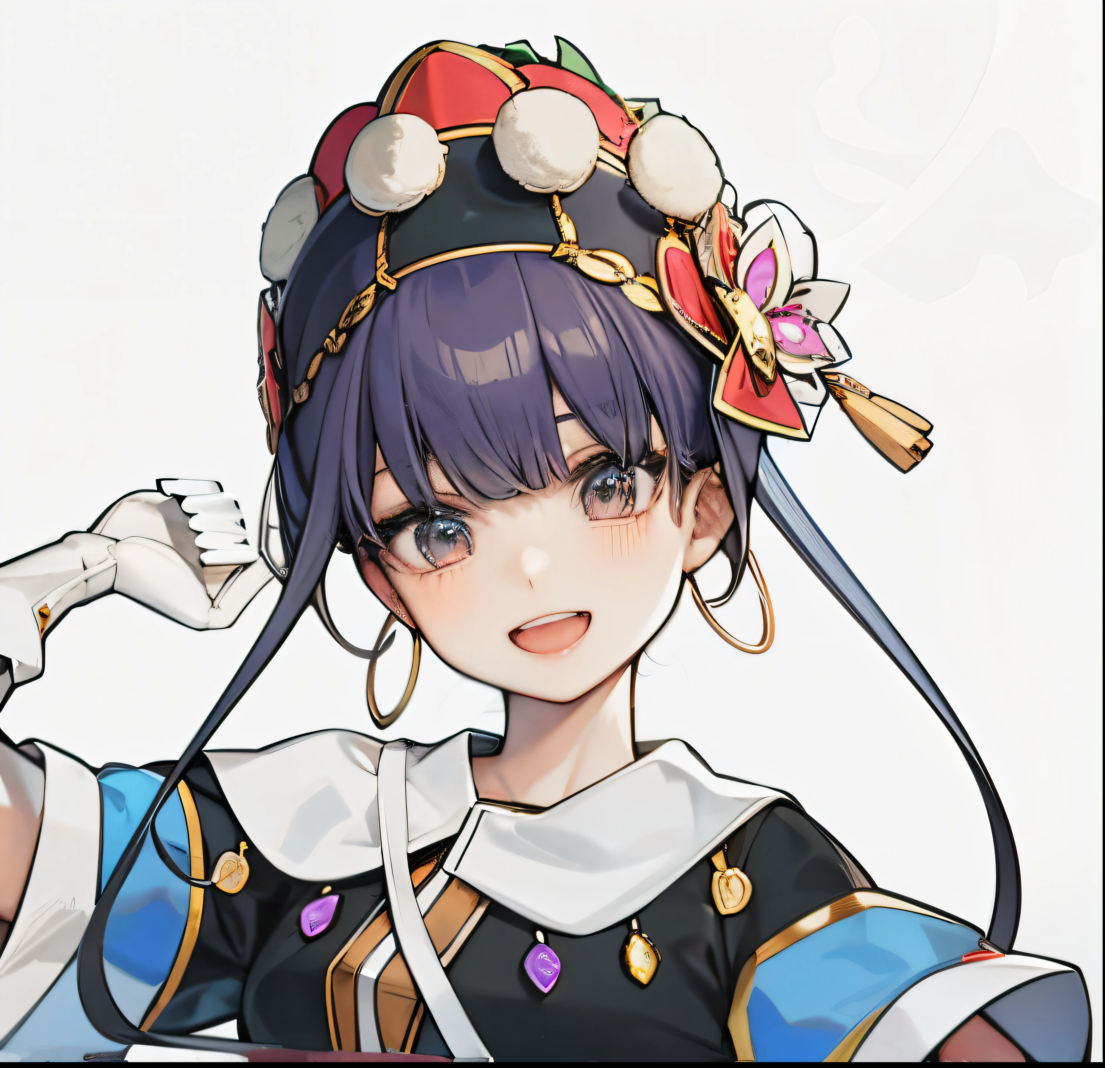 Rich garment details,Rich head decoration details,ethnic decoration,silverware decoration,Add details to the original,original clothing color,Add details based on the original image,offcial art,Ethnic minority costumes,Colorful ethnic costumes
