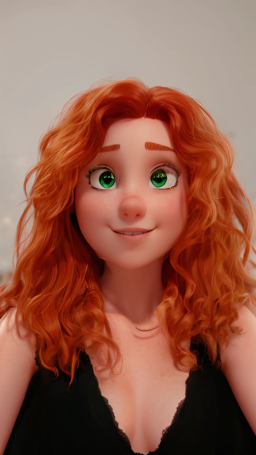Beautiful Disney princess red curly hair green eyes