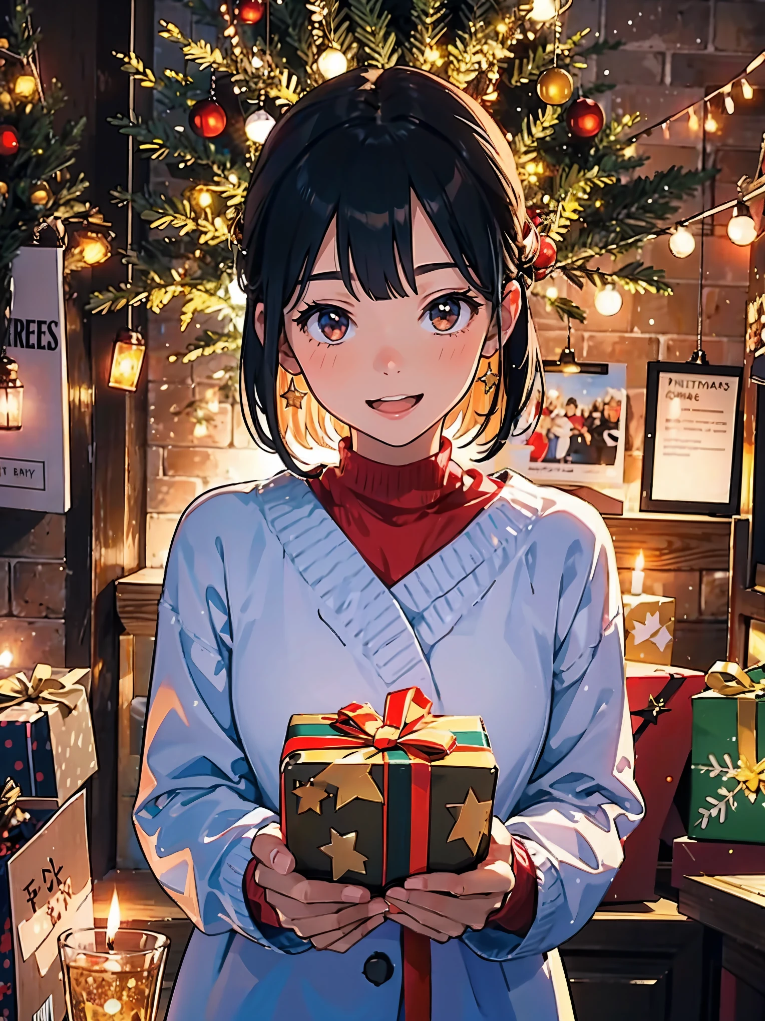 (best quality,4k,8k,highres,masterpiece:1.2),ultra-detailed,realistic,gifts,table,Christmas tree,decorations,wrapping ,bows,ribbon,presents,holiday spirit,vibrant colors,warm lighting,cozy atmosphere,toys,cards,candles,snowflakes,joyful,celebration,exquisite details,exciting surprises,shiny ornaments,sparkling tinsel,beautifully wrapped,excited children,anticipation,festive mood,magical ambiance,delightful moment,wonderful memories,family gathering,cheerful faces,Christmas magic,extravagant,abundance of presents,HDR,UHD,studio lighting,ultra-fine painting,sharp focus,physically-based rendering,professional,vivid colors,bokeh
