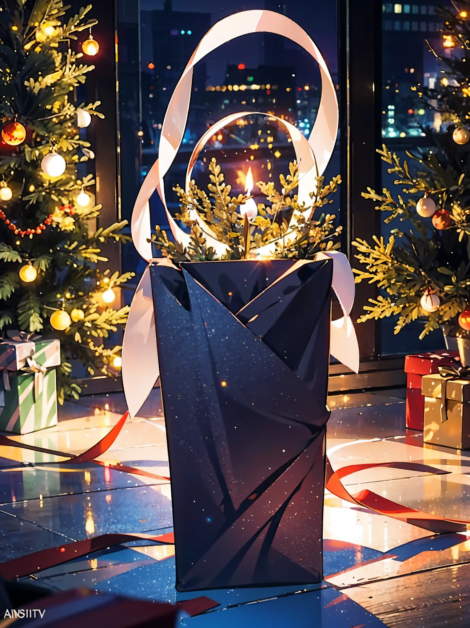 (best quality,4k,8k,highres,masterpiece:1.2),ultra-detailed,realistic,gifts,table,Christmas tree,decorations,wrapping ,bows,ribbon,presents,holiday spirit,vibrant colors,warm lighting,cozy atmosphere,toys,cards,candles,snowflakes,joyful,celebration,exquisite details,exciting surprises,shiny ornaments,sparkling tinsel,beautifully wrapped,excited children,anticipation,festive mood,magical ambiance,delightful moment,wonderful memories,family gathering,cheerful faces,Christmas magic,extravagant,abundance of presents,HDR,UHD,studio lighting,ultra-fine painting,sharp focus,physically-based rendering,professional,vivid colors,bokeh