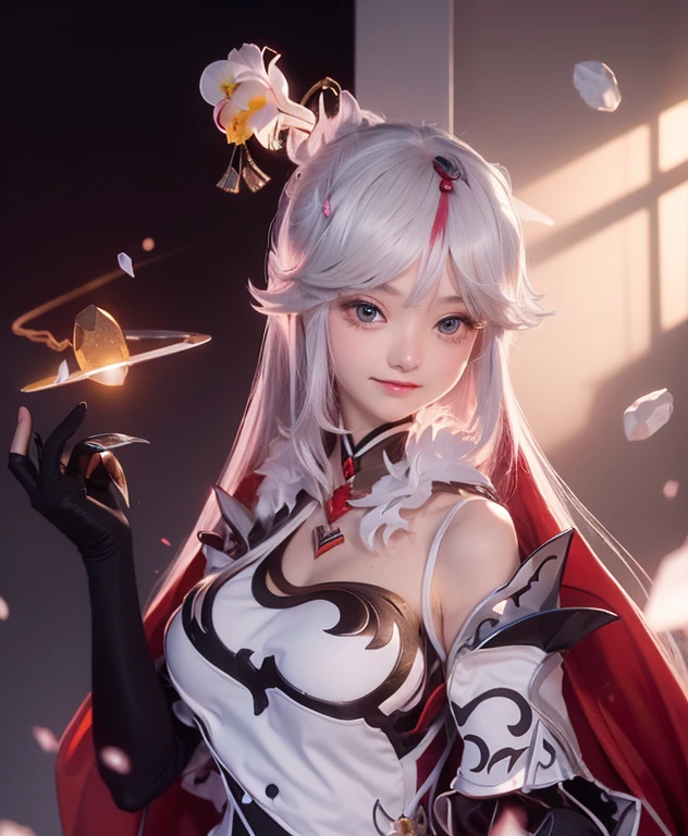 (max resolution: 1.2), (Ultra HDTV: 1.2), 8K resolution, Eye and skin details, face details, , (Sharp focus: 1.2), (Precise focus) sharp face: 1.2), Girl standing, In a cafe, White maid outfit, white streaks (long hair), Pink white hair, Cup of coffee in hand