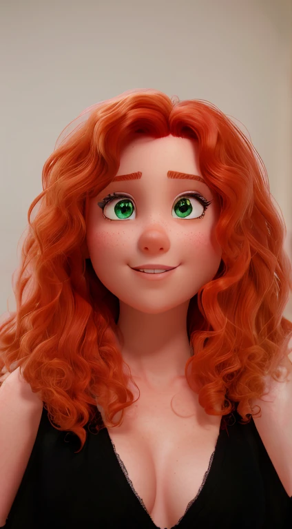 Beautiful Disney princess red curly hair green eyes