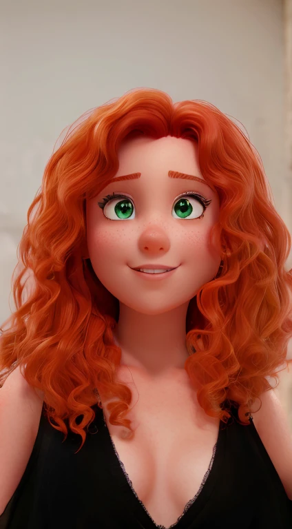 Beautiful Disney princess red curly hair green eyes