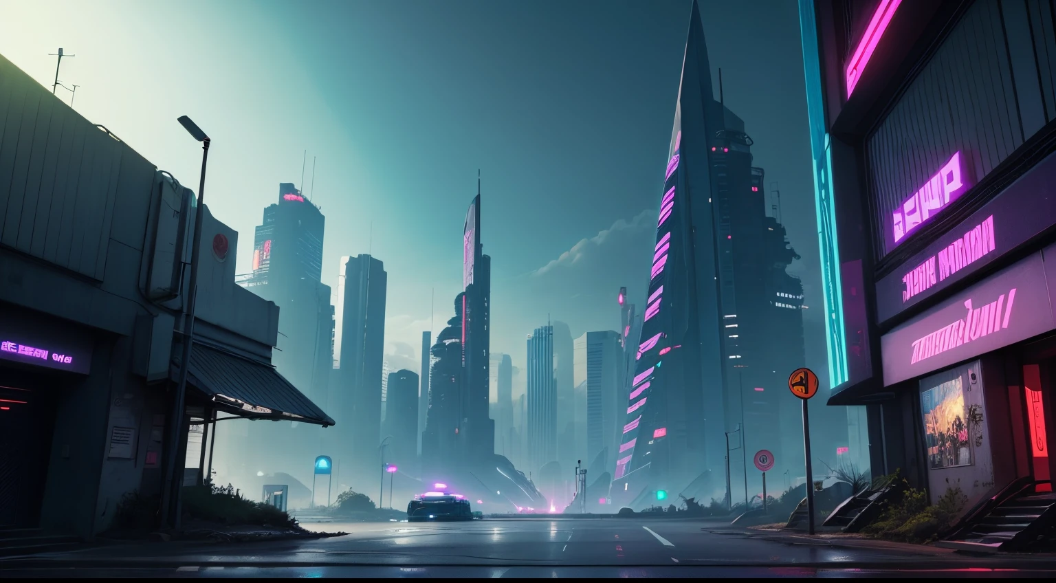 ambiente cyberpunk para em torno do fundo, apenas paisagem