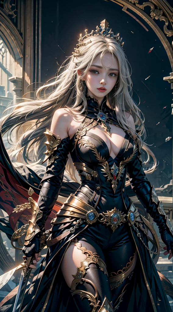 official art, unity 8k wallpaper, ultra detailed, beautiful and aesthetic, High quality, beautiful, masterpiece, best quality,
1 queen,sword , (zentangle, mandala, tangle, entangle:0.6)