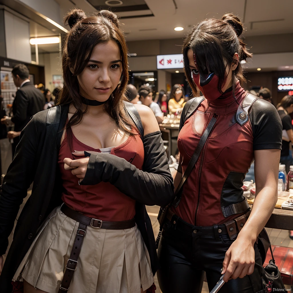 Chica anime con el traje de deadpool