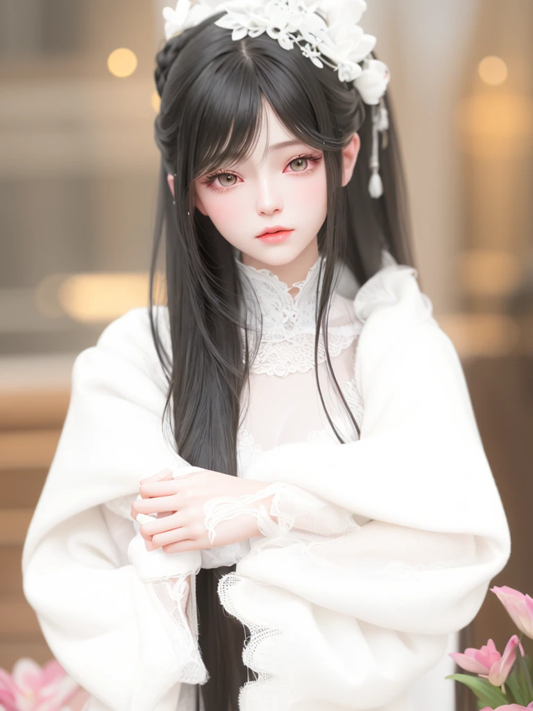there is a digital painting of a woman with long hair, portrait c 12.0, portrait c 1 2. 0, soft portrait, second life avatar, pale snow white skin, inspired by Yun Du-seo, imvu,