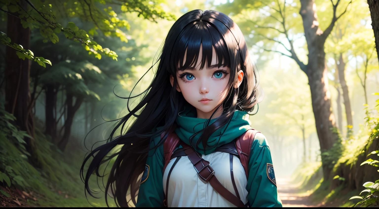 Anime Girl blue-green eyes, dark hair in a Photography Expeditions