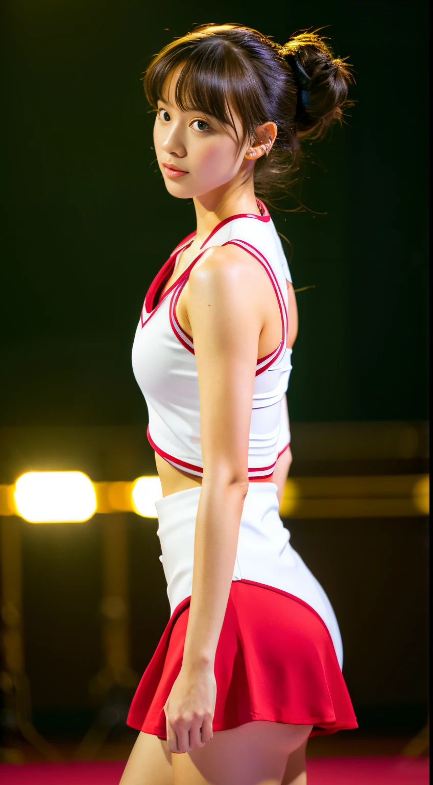 high-definition picture,Best Quality, masutepiece, 超A high resolution, (Photorealistic: 1.4), Raw photo, 1girl in, off shoulders, white uniform,captain of rhythmic gymnastics,Full-body high-resolution image,Face Details,With dark hair,sexy body details,Cinematic lighting, Award-winning images,