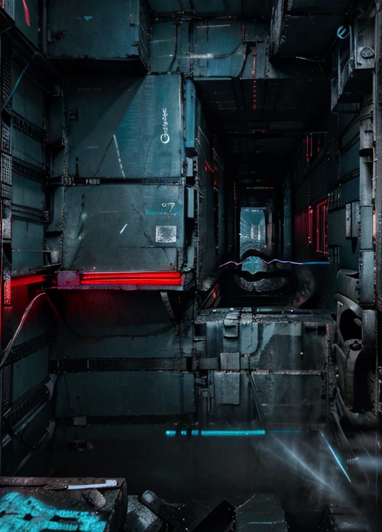 an empty long corridor with doors and blood on the walls, space station, sci-fi horror (theme), vile, unreal engine, best quality, color, <lora:xl_more_art-full_v1:0.8>, <lora:wowifierXL:0.8>, <lora:SDXL_debris:0.4>, <lora:g1g3r:0.2>, <lora:HellAI_XL-000011:0.8>, <lora:doomguy_xl_v1:0.4>